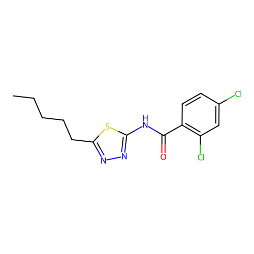 2,4-dichloro-N-(5-pentyl-1,3,4-thiadiazol-2-yl)benzamide structure