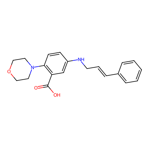 2-(morpholin-4-yl)-5-{[(2E)-3-phenylprop-2-en-1-yl]amino}benzoic acid structure