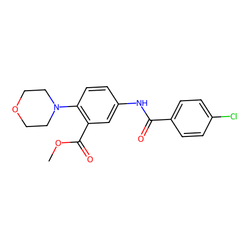 Methyl 5-{[(4-chlorophenyl)carbonyl]amino}-2-(morpholin-4-yl)benzoate structure