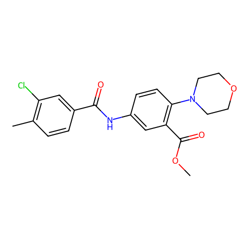 Methyl 5-{[(3-chloro-4-methylphenyl)carbonyl]amino}-2-(morpholin-4-yl)benzoate structure