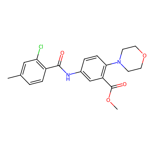 Methyl 5-{[(2-chloro-4-methylphenyl)carbonyl]amino}-2-(morpholin-4-yl)benzoate structure