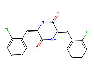 3,6-Bis[(2-chlorophenyl)methylidene]piperazine-2,5-dione structure