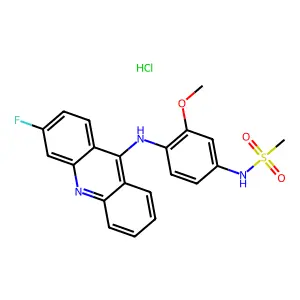 Methanesulfonamide, N-(4-((3-fluoro-9-acridinyl)amino)-3-methoxyphenyl)-, monohydrochloride structure