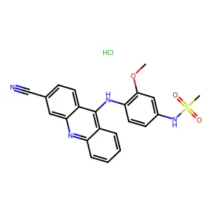 Methanesulfonamide, N-(4-((3-cyano-9-acridinyl)amino)-3-methoxyphenyl)-, monohydrochloride structure