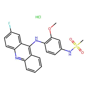 Methanesulfonamide, N-(4-((2-fluoro-9-acridinyl)amino)-3-methoxyphenyl)-, monohydrochloride structure