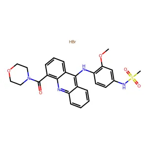 Morpholine, 4-((9-((2-methoxy-4-((methylsulfonyl)amino)phenyl)amino)-4-acridinyl)carbonyl)-, monohydrobromide structure