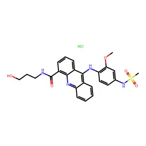4-Acridinecarboxamide, N-(3-hydroxypropyl)-9-((2-methoxy-4-((methylsulfonyl)amino)phenyl)amino)-, monohydrochloride structure