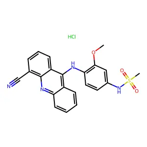 Methanesulfonamide, N-(4-((4-cyano-9-acridinyl)amino)-3-methoxyphenyl)-, monohydrochloride structure
