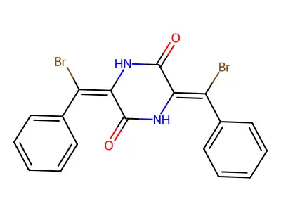 3,6-Bis[bromo(phenyl)methylidene]piperazine-2,5-dione structure