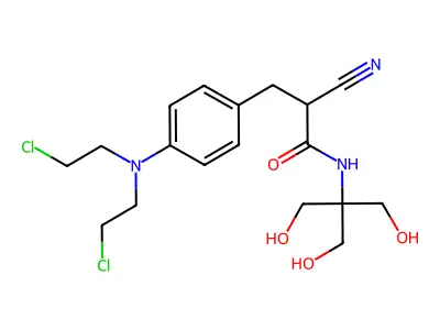 Benzenepropanamide, 4-(bis(2-chloroethyl)amino)-alpha-cyano-N-(2-hydroxy- 1,1-bis(hydroxymethyl)ethyl)- structure