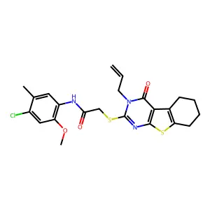 N-(4-chloro-2-methoxy-5-methylphenyl)-2-[(4-oxo-3-prop-2-enyl-5,6,7,8-tetrahydro-[1]benzothiolo[2,3-d]pyrimidin-2-yl)sulfanyl]acetamide structure