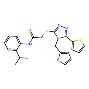 2-{[4-(furan-2-ylmethyl)-5-(thiophen-2-yl)-4H-1,2,4-triazol-3-yl]sulfanyl}-N-[2-(propan-2-yl)phenyl]acetamide structure