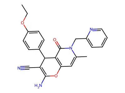 2-amino-4-(4-ethoxyphenyl)-7-methyl-5-oxo-6-(pyridin-2-ylmethyl)-5,6-dihydro-4H-pyrano[3,2-c]pyridine-3-carbonitrile structure
