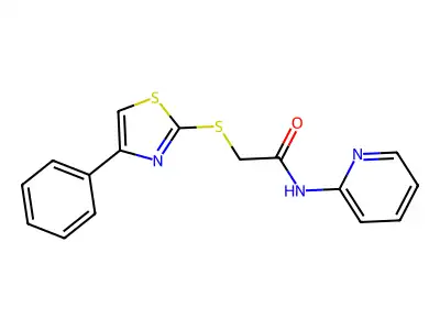 2-[(4-phenyl-1,3-thiazol-2-yl)sulfanyl]-N-pyridin-2-ylacetamide structure