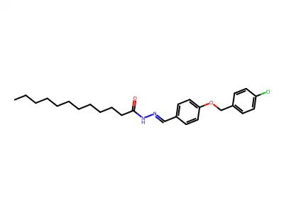 N-[[4-[(4-chlorophenyl)methoxy]phenyl]methylideneamino]dodecanamide structure