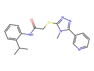 2-{[4-methyl-5-(pyridin-3-yl)-4H-1,2,4-triazol-3-yl]sulfanyl}-N-[2-(propan-2-yl)phenyl]acetamide structure