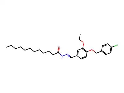 N-[[4-[(4-chlorophenyl)methoxy]-3-ethoxyphenyl]methylideneamino]dodecanamide structure