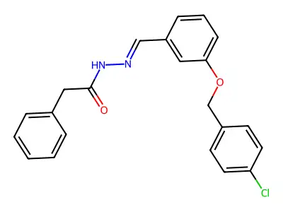 N-[[3-[(4-chlorophenyl)methoxy]phenyl]methylideneamino]-2-phenylacetamide structure