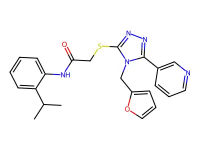 2-{[4-(furan-2-ylmethyl)-5-(pyridin-3-yl)-4H-1,2,4-triazol-3-yl]sulfanyl}-N-[2-(propan-2-yl)phenyl]acetamide structure