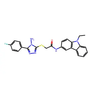 2-{[4-amino-5-(4-fluorophenyl)-4H-1,2,4-triazol-3-yl]sulfanyl}-N-(9-ethyl-9H-carbazol-3-yl)acetamide structure