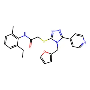 N-(2-ethyl-6-methylphenyl)-2-{[4-(furan-2-ylmethyl)-5-(pyridin-4-yl)-4H-1,2,4-triazol-3-yl]sulfanyl}acetamide structure