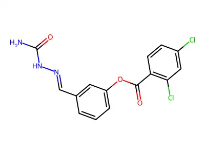 [3-[(Carbamoylhydrazinylidene)methyl]phenyl] 2,4-dichlorobenzoate structure