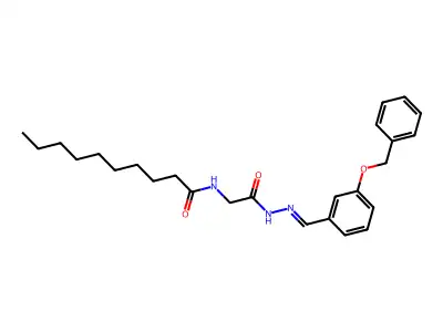 N-[2-oxo-2-[2-[(3-phenylmethoxyphenyl)methylidene]hydrazinyl]ethyl]decanamide structure