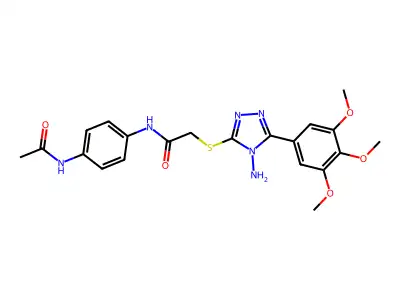 N-[4-(acetylamino)phenyl]-2-{[4-amino-5-(3,4,5-trimethoxyphenyl)-4H-1,2,4-triazol-3-yl]sulfanyl}acetamide structure