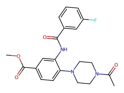 Methyl 4-(4-acetylpiperazin-1-yl)-3-[(3-fluorobenzoyl)amino]benzoate structure