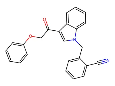 2-[[3-(2-Phenoxyacetyl)indol-1-yl]methyl]benzonitrile structure