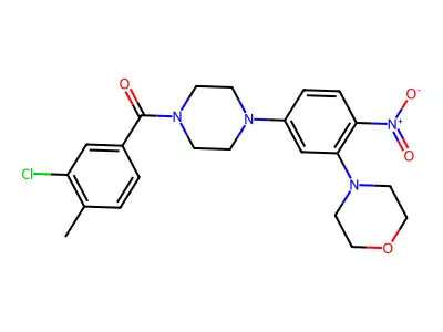 (3-chloro-4-methylphenyl)-[4-(3-morpholin-4-yl-4-nitrophenyl)piperazin-1-yl]methanone structure