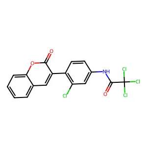 2,2,2-trichloro-N-[3-chloro-4-(2-oxochromen-3-yl)phenyl]acetamide structure