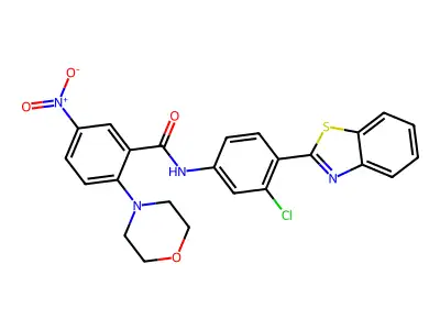 N-[4-(1,3-benzothiazol-2-yl)-3-chlorophenyl]-2-morpholin-4-yl-5-nitrobenzamide structure