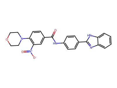 N-[4-(1H-benzimidazol-2-yl)phenyl]-4-morpholin-4-yl-3-nitrobenzamide structure