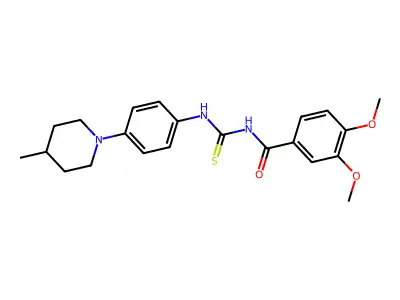 3,4-dimethoxy-N-[[4-(4-methylpiperidin-1-yl)phenyl]carbamothioyl]benzamide structure
