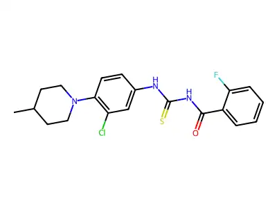 N-[[3-chloro-4-(4-methylpiperidin-1-yl)phenyl]carbamothioyl]-2-fluorobenzamide structure