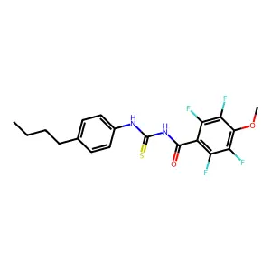 N-[(4-butylphenyl)carbamothioyl]-2,3,5,6-tetrafluoro-4-methoxybenzamide structure