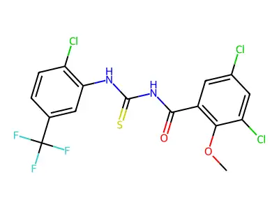 3,5-dichloro-N-[[2-chloro-5-(trifluoromethyl)phenyl]carbamothioyl]-2-methoxybenzamide structure
