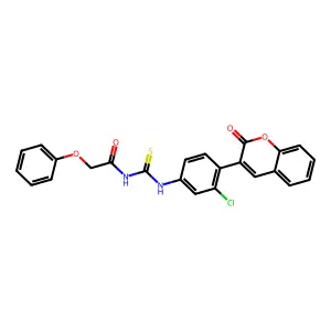 N-[[3-chloro-4-(2-oxochromen-3-yl)phenyl]carbamothioyl]-2-phenoxyacetamide structure