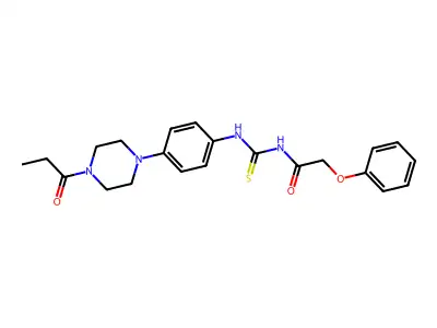 2-phenoxy-N-[[4-(4-propanoylpiperazin-1-yl)phenyl]carbamothioyl]acetamide structure