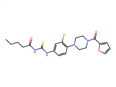 N-({3-chloro-4-[4-(furan-2-ylcarbonyl)piperazin-1-yl]phenyl}carbamothioyl)pentanamide structure