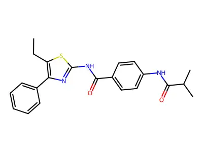 N-(5-ethyl-4-phenyl-1,3-thiazol-2-yl)-4-(2-methylpropanoylamino)benzamide structure