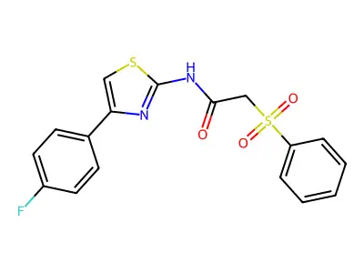 2-(benzenesulfonyl)-N-[4-(4-fluorophenyl)-1,3-thiazol-2-yl]acetamide structure