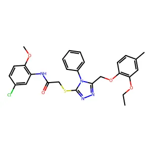 N-(5-chloro-2-methoxyphenyl)-2-({5-[(2-ethoxy-4-methylphenoxy)methyl]-4-phenyl-4H-1,2,4-triazol-3-yl}sulfanyl)acetamide structure