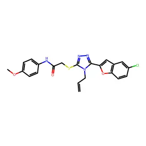 2-[[5-(5-chloro-1-benzofuran-2-yl)-4-prop-2-enyl-1,2,4-triazol-3-yl]sulfanyl]-N-(4-methoxyphenyl)acetamide structure