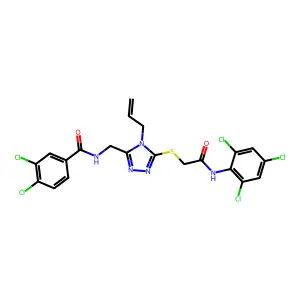 3,4-dichloro-N-[[5-[2-oxo-2-(2,4,6-trichloroanilino)ethyl]sulfanyl-4-prop-2-enyl-1,2,4-triazol-3-yl]methyl]benzamide structure