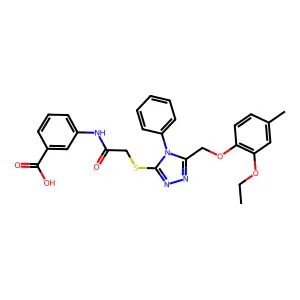 3-{[({5-[(2-ethoxy-4-methylphenoxy)methyl]-4-phenyl-4H-1,2,4-triazol-3-yl}sulfanyl)acetyl]amino}benzoic acid structure