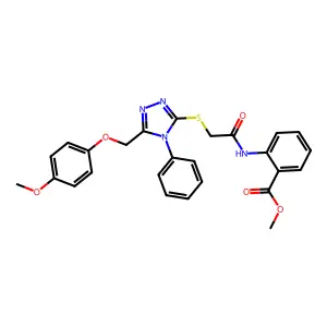 methyl 2-{[({5-[(4-methoxyphenoxy)methyl]-4-phenyl-4H-1,2,4-triazol-3-yl}sulfanyl)acetyl]amino}benzoate structure