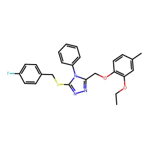 3-[(2-ethoxy-4-methylphenoxy)methyl]-5-[(4-fluorobenzyl)sulfanyl]-4-phenyl-4H-1,2,4-triazole structure