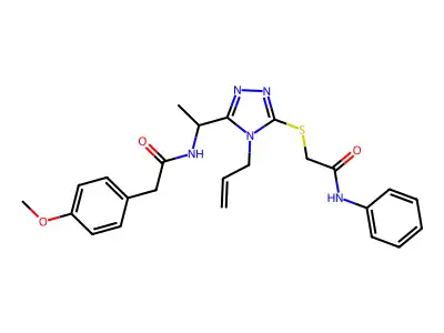 2-(4-methoxyphenyl)-N-{1-[5-{[2-oxo-2-(phenylamino)ethyl]sulfanyl}-4-(prop-2-en-1-yl)-4H-1,2,4-triazol-3-yl]ethyl}acetamide structure